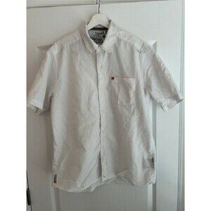 Vintage Quicksilver Button Up Shirt Men L White Skater Surf Y2K Dad Logo